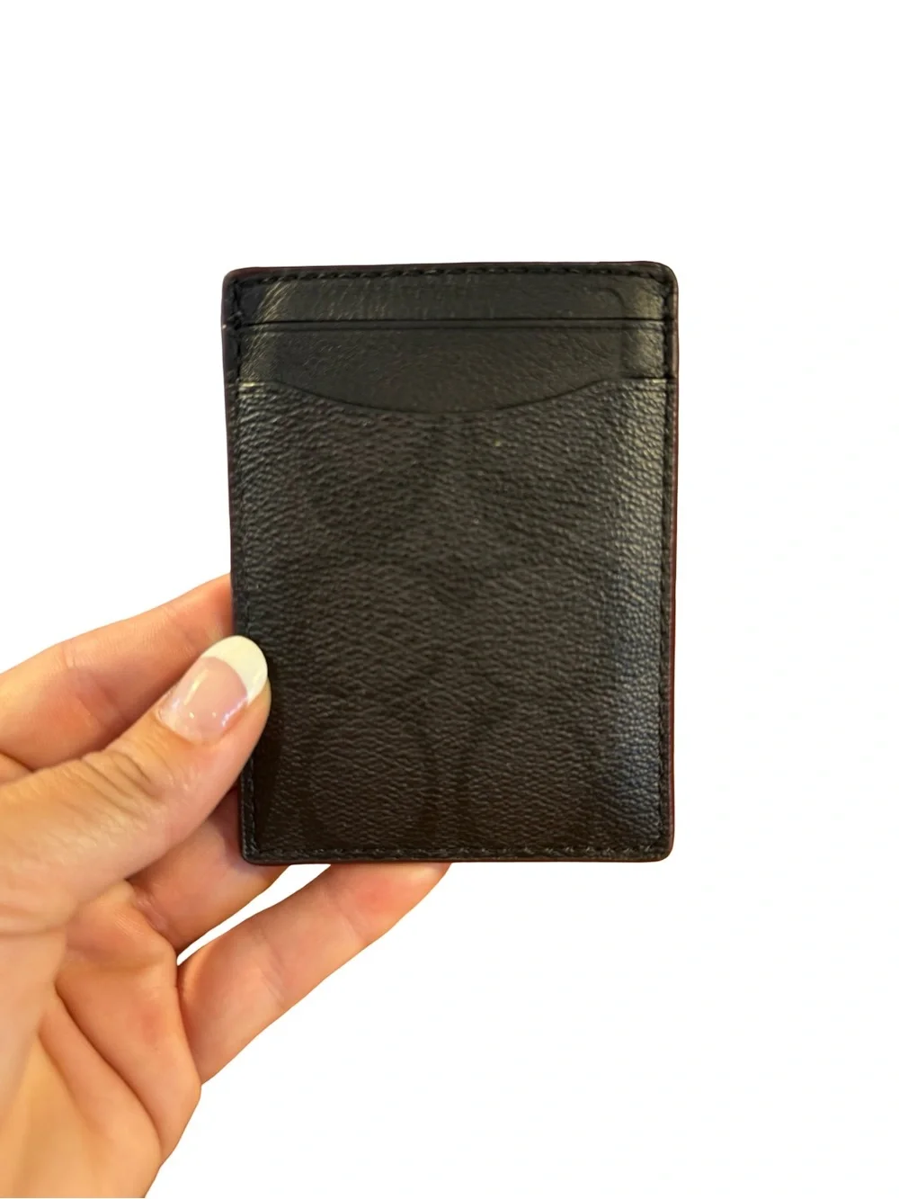 Coach Classic Black Leather Card Holder Wallet and money clip for Men